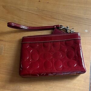 Coach Red Embossed Clutch Wristlet